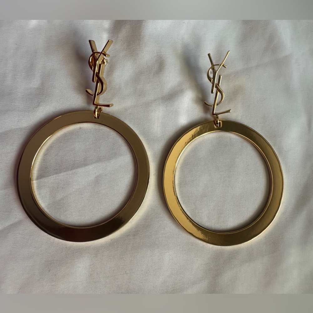 Yves Saint Laurent Cassandre logo hoop earrings